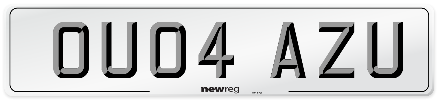 OU04 AZU Number Plate from New Reg